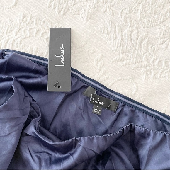 NWT Lulus Law of Attraction Navy Blue One-Shoulder Asymmetrical Midi Dress Large - Picture 4 of 8